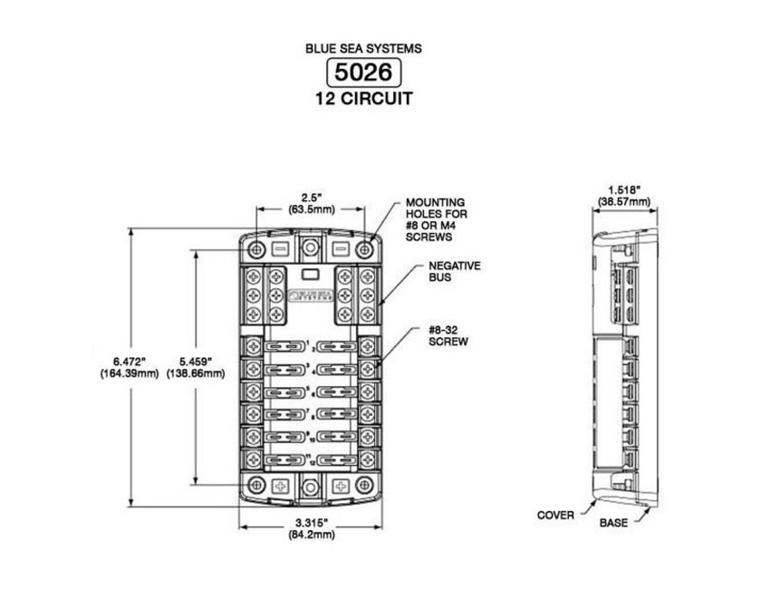 Blue Sea 12 way blade fuse distribution box MPN 5026 Fuse Blocks
